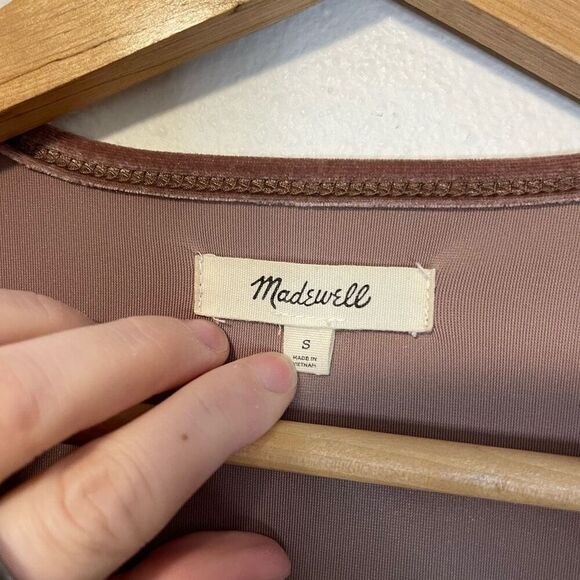 Madewell Velvet Ballet Wrap Top Warm Ash Size Small - Picture 3 of 8